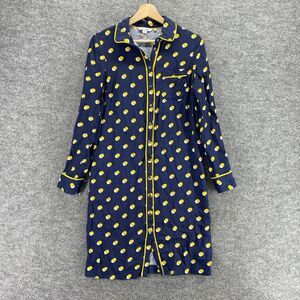 5/$45 Boden Shirt Dress Women 8 Blue Polka Dot Button Up  Collared Long Sleev…